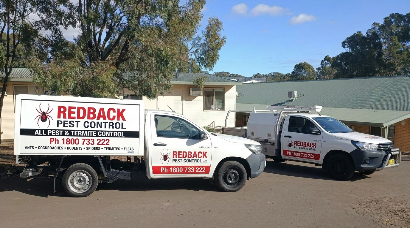 Redback Pest Control Sydney fleet — branded utes